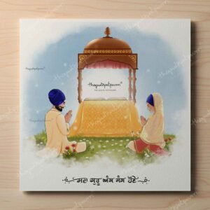 Guru Ang Sang | Sikh Couple Praying | Sikh Family | Sikh Art | Punjabi Art | Unique Gifts | Singh | Kaur