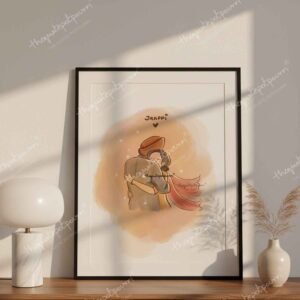 Jhappi | Couple Art | Punjabi Couple hugging | Sikh Art | Couple Gift | Cute Sikh Couple Art | Unique Gifts