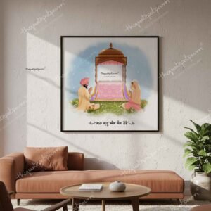 Sikh Couple Praying | Guru Ang Sang | Sikh Family | Sikh Art | Punjabi Art | Unique Gifts | Singh | Kaur