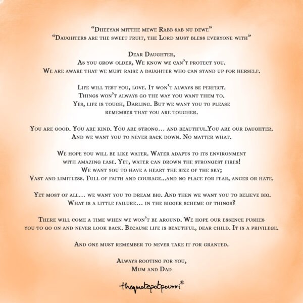 letter of dheeyan punjabi wall art from the quote potpourri