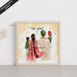 Sada Parivar | Parents and Kids art | Sikh Family | Indian family Art | Punjabi Family | Unique gifts | Punjabi art | Archival Print Sale
